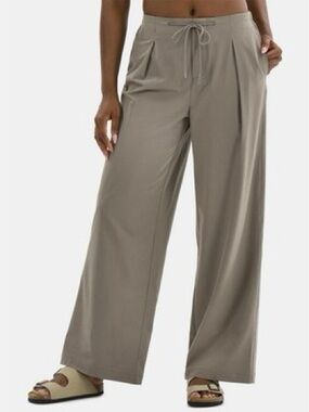Avia High-Rise Pleated Wide-Leg Dance Pants Black Nylon Micro-Fiber Medium